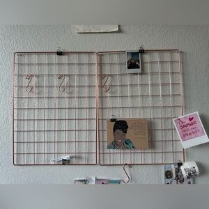 2 Rose Gold Wire Grid Wall Organizers